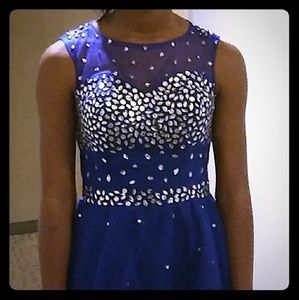 Blue embellished dress